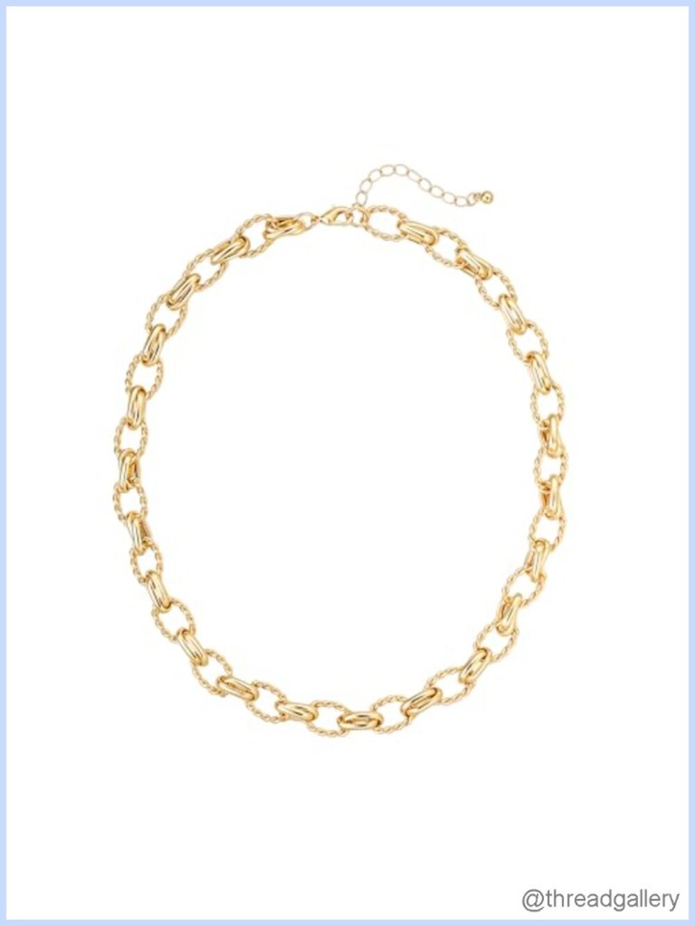 Gold Plated Twisted Rope Oval Link Chain Necklace